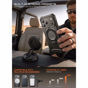 Supcase Grip Pro Mag MagSafe -suojakuori iPhone 18 Pro / 17 Pro – musta