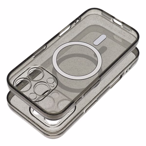 Suojakuori Samsung S25:lle Clear Mag Cover (STR) yhteensopiva MagSafen kanssa musta glitter