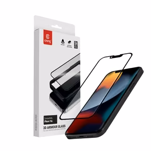 Crong 3D Armor Glass karkaistu näytönsuojalasi iPhone 17e / 16e / 14 / 13 / 13 Pro -laitteelle, asennuskehyksellä