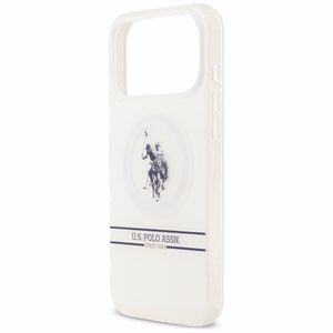 US Polo DH and Bottom Stripe Logo MagSafe Suojakuori iPhone 17 Pro Max:lle - Valkoinen