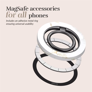 MIO White Marble Magsafe Suojakuori rengaspidikkeellä