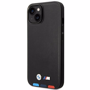 Kotelo BMW BMHMP14M22PTDK iPhone 14 Plus 6.7 "musta / musta nahka leima Tricolor Magsafe