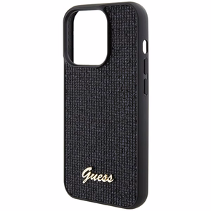 Guess Disco Metal Script Suojakuori iPhone 15 Pro:lle - musta