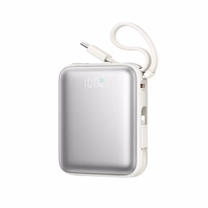 Joyroom JR-PBF27 10000mAh 22.5W tehopankki sisäänrakennetuilla USB-C- ja Lightning-kaapeleilla - valkoinen