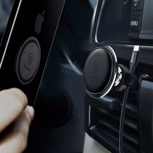 Baseus magneettinen autoteline kaapelipidikkeellä hopea ilmastointisäleikköön