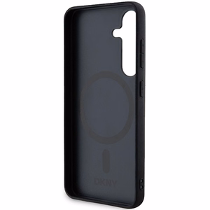 DKNY Nahkainen Pattern Metal Logo MagSafe Suojakuori Samsung Galaxy S24+:lle - Musta
