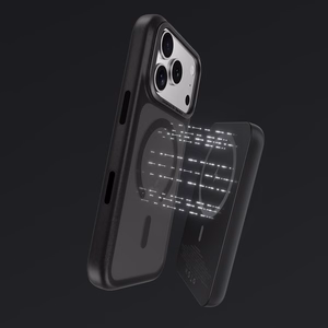 Benks Magnetic Mist Case -suojakuori metallikehyksellä (K069) Iphone 17 Pro:lle, musta (kameran ohjauspainike)
