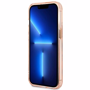 Guess Gold Outline läpinäkyvä MagSafe suojakuori iPhone 13 Pro Max:lle - vaaleanpunainen