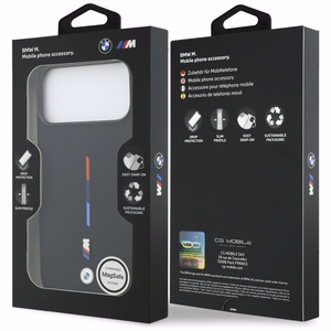 BMW M Silicon Tricolor Line MagSafe Suojakuori iPhone 17 Pro Max - musta