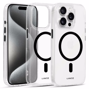 Liavec Glossy Magsafe läpinäkyvä suojakuori iPhone 13 Pro:lle musta