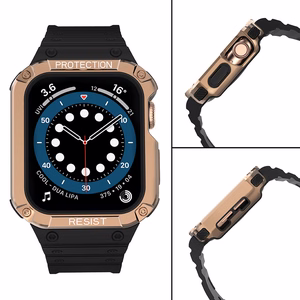 Protect Strap Band for Apple Watch 42/44/45mm Armored Case Strap - Black, Rose Gold