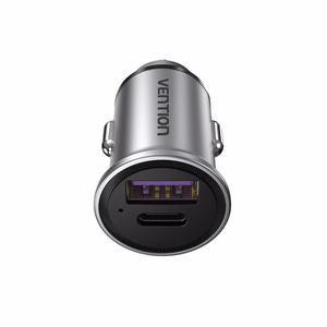 Vention kaksiportinen USB A+A (30+30) -autolaturi, harmaa mini-alumiiniseostyyppi