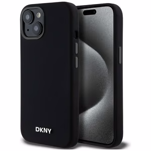 DKNY Liquid Silikoninen Small Metal Logo MagSafe Suojakuori iPhone 14/15/13:lle - musta