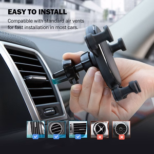 Crong Gravity Auto-Lock painovoimatoiminen autopuhelinpidike 4.7–6.5" puhelimille, musta