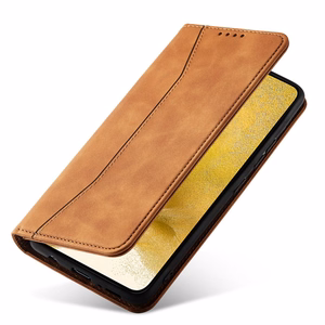Magnet Fancy Suojakuori Samsung Galaxy S23+:lle lompakkokotelo jalustalla ruskea