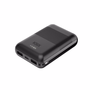 Ksix Powebank Mini 10000mAh 10W+cable USB-A USB-C, musta