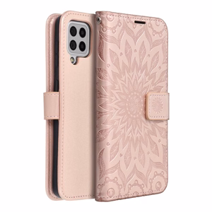 MEZZO Book-suojakuori Samsung A22 5G:lle mandala Rose Gold