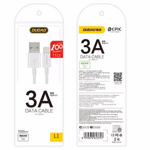 Dudao L1L USB-A - Lightning -kaapeli 3A 1 m - valkoinen