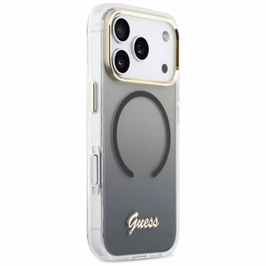 Guess IML Gradient Script Metal MagSafe Suojakuori iPhone 17 Pro - Musta