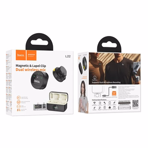 Hoco L22 -langaton 2-in-1 mikrofoni Lightning / USB C, musta