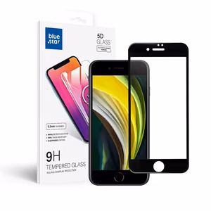 Karkaistu lasi iPhone 7 / 8 / SE 2020 / SE 2022:lle (full glue) Blue Star 5D musta