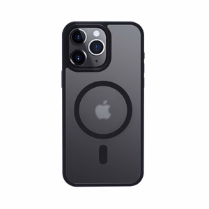 Crong Hybrid Frost MAG Cover suojakuori iPhone 15 Pro -laitteelle, MagSafe-yhteensopiva, musta