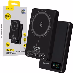 Blavec varavirtalähde 10000 mAh BJ-03 Slim 13,5 mm - Type C - 22,5 W magneettinen Magsafe 3-in-1 (PBBJ03-MC10B) musta alumiini