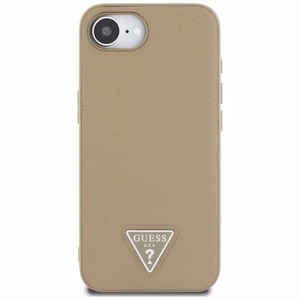 Guess HC MagSafe Grained PU Triangle Logo Suojakuori iPhone 16e:lle - Ruskea
