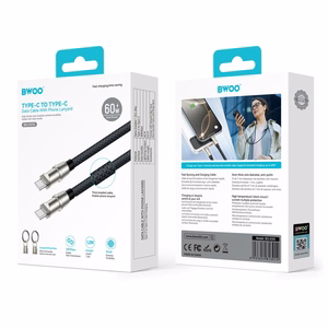 BWOO hihnakaapeli USB-C - USB-C 1.2m 60W hihnalla