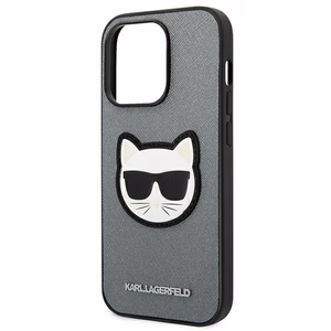 Karl Lagerfeld Saffiano Choupette Head Patch kotelo iPhone 14 Pro - hopea - hopea