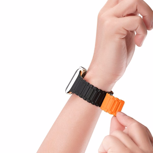 Dux Ducis Strap (Armor Version) Apple Watch SE Strap, 9, 8, 7, 6, 5, 4, 3, 2, 1 (41, 40, 38 mm) silikoni magneettiranneke rannekoru musta/oranssi