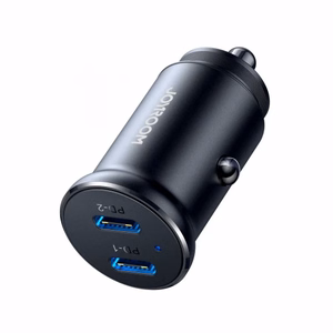 Joyroom JR-CCN06 30W 2x USB-C Metallinen Mini Autolaturi - musta