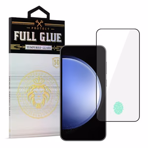 Karkaistu lasi HARD Full Glue 5D Samsung Galaxy S23:lle - musta - sormenjälkitunnistus