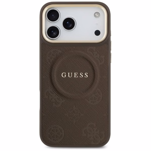 Guess Peony Hot Stamp MagSafe suojakuori iPhone 17 Pro Max - ruskea