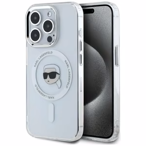 Karl Lagerfeld IML Metal Karl Head MagSafe suojakuori iPhone 15 Pro Max:lle - valkoinen
