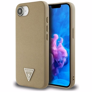 Guess HC MagSafe Grained PU Triangle Logo Suojakuori iPhone 16e:lle - Ruskea
