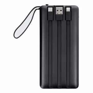 Varavirtalähde Veger C10 (W1116) 10000 mAh sisäänrakennetuilla Micro-USB / Type-C / Lightning -kaapeleilla musta