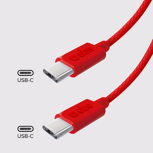 SBS TECABLETISSUETCCR USB-C - USB-C 1,5m 60W punottu kaapeli - punainen