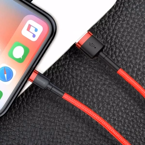 Baseus Cafule USB Lightning -kaapeli 2,4A 1m musta+punainen