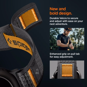 SPIGEN ATHLEX AIR 2 Apple Watch 8 / 9 / 10 / 11 / SE / Ultra (44 / 45 / 46 / 49 MM) Active musta / oranssi