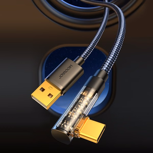 Joyroom Gaming kaapeli S-UC027A6 USB-C (kulmikas) / USB-A (suora) 3A 1.2 m - musta