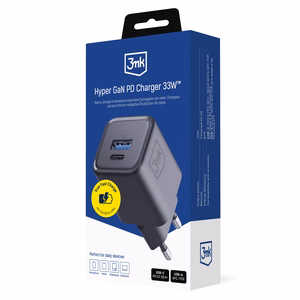 3mk Hyper Charger PD 33W GaN QC4+ PPS AFC FCP SCP 1A1C Seinälaturi - musta