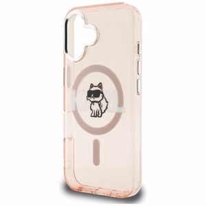 Karl Lagerfeld IML Choupette Sketch Logo MagSafe Suojakuori iPhone 16 - vaaleanpunainen