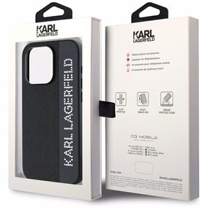 Karl Lagerfeld Saffiano Rhinestones & Charm Suojakuori iPhone 15 Pro Maxille - musta
