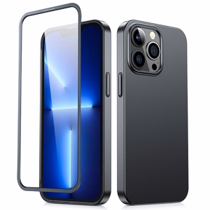 Joyroom 360 Full Case etu- ja takakuori iPhone 13 Pro Max + karkaistu lasi näytönsuoja musta (JR-BP928 musta)