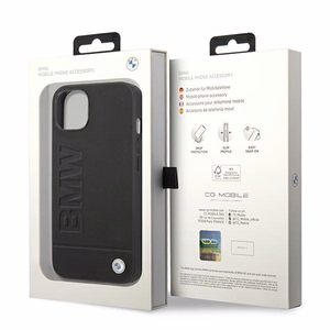 Kotelo BMW BMHCP14MSLLBK iPhone 14 Plus 6.7 "musta / musta nahka leimaaminen