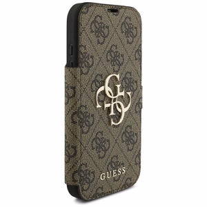 Guess Book 4G Metal Logo -lompakkokotelo iPhone 18 Pro / 17 Pro -malleille, ruskea
