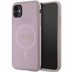 Guess GUHMN61PSAHMCP Suojakuori iPhone 11 / Xr:lle - vaaleanpunainen Saffiano MagSafe