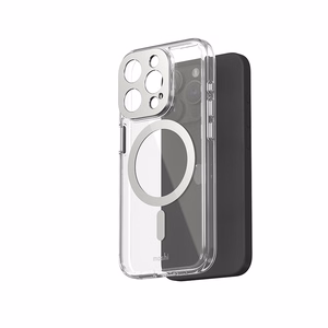 Moshi iGlaze MagSafe suojakuori iPhone 15 Pro -laitteelle, läpinäkyvä Luna Silver -yksityiskohdilla