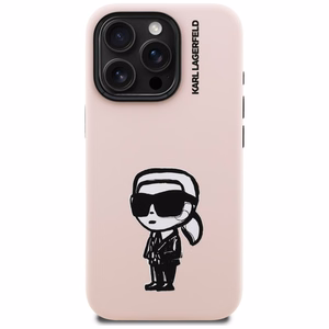 Karl Lagerfeld Silikoninen Karl Sketch MagSafe Suojakuori iPhone 16 Pro Max:lle - Vaaleanpunainen